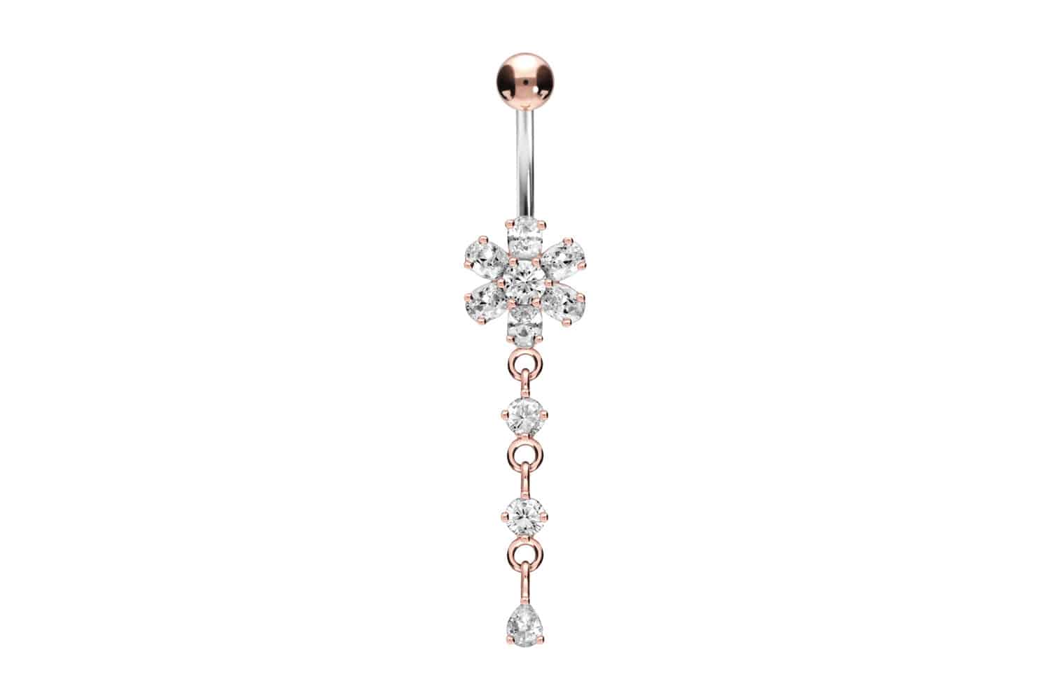 Titan Bananabell mit 925er Silber-Design KRISTALLBLUME + ANHÄNGER